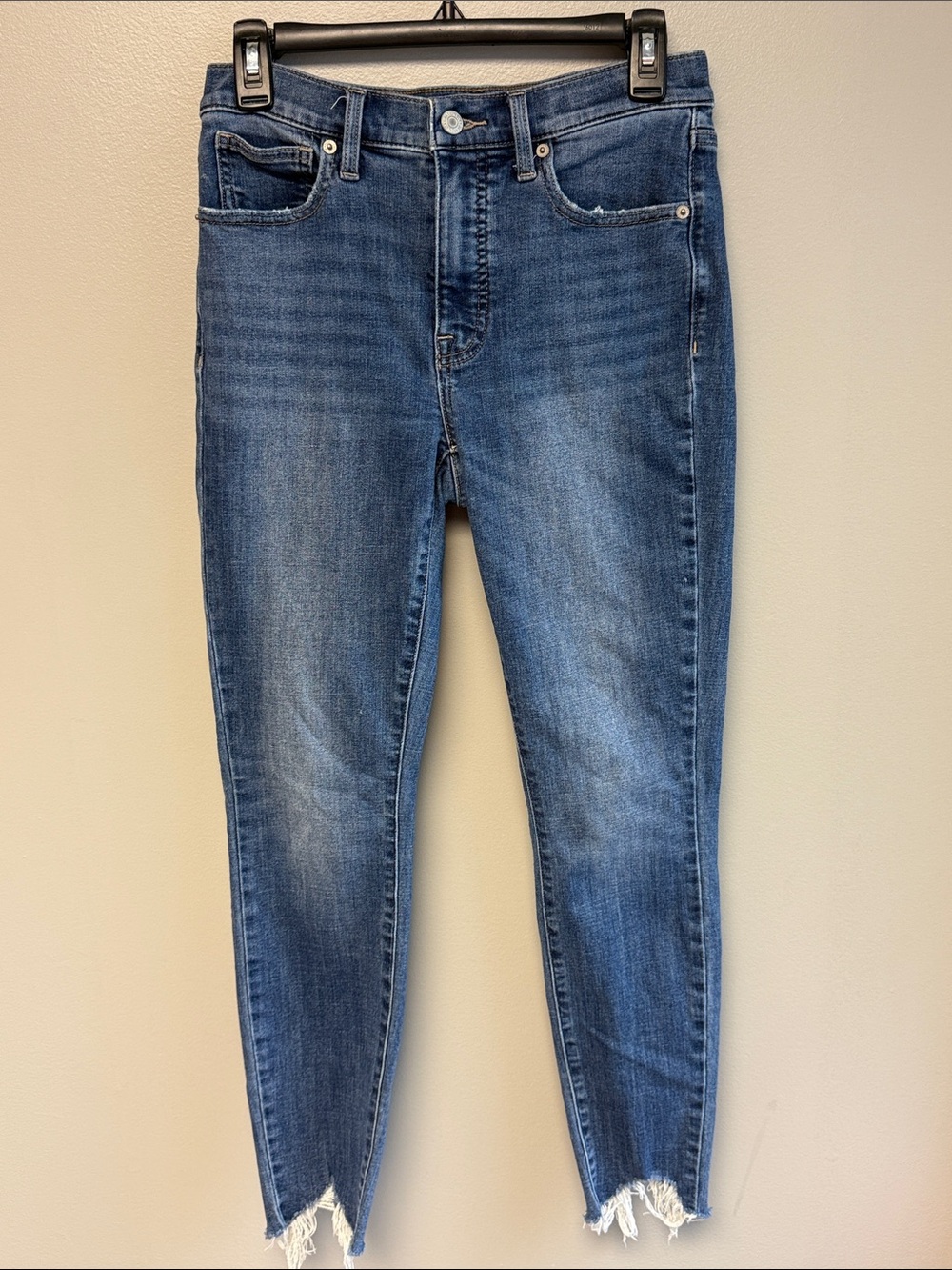 Lucky Brand Bridgette High Rise Skinny Jeans Women’s 6/28 Raw Hem Cropped Blue